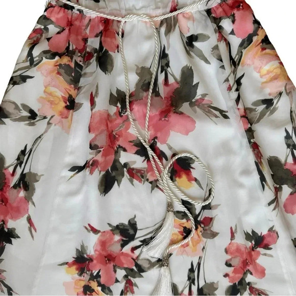 White House Black Market Floral Maxi Dress Chiffon Off the Shoulder Ruffle M NWT - Picture 6 of 10